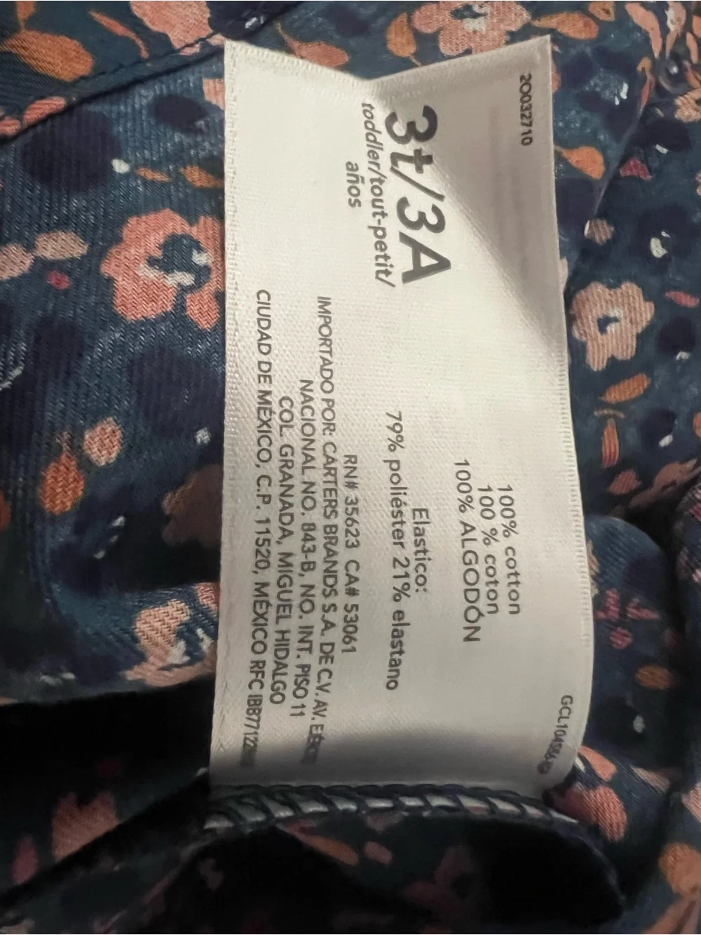 Carter's Navy Floral Ruffle Collar Top with Dusty Pink Legging-NWT-Girls Size 3T
